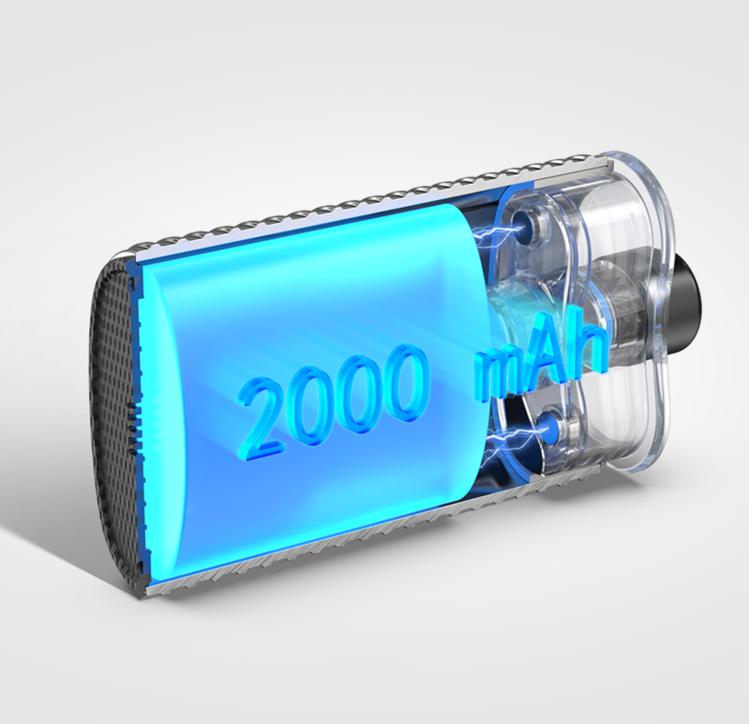 2000 mAh built-in battery Type-C, 2A quick charging